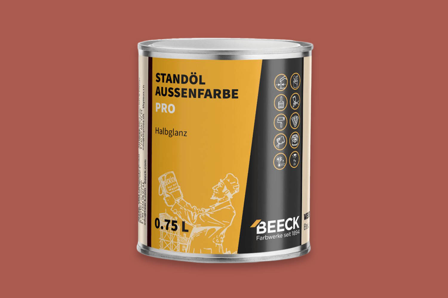 BEECK Standölaußenfarbe Pro seidenglanz Oxidrot 1:1