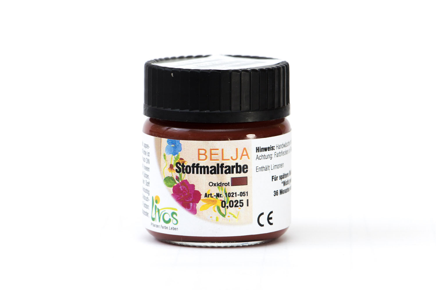 Livos BELJA Stoffmalfarbe Nr. 1021 Oxidrot