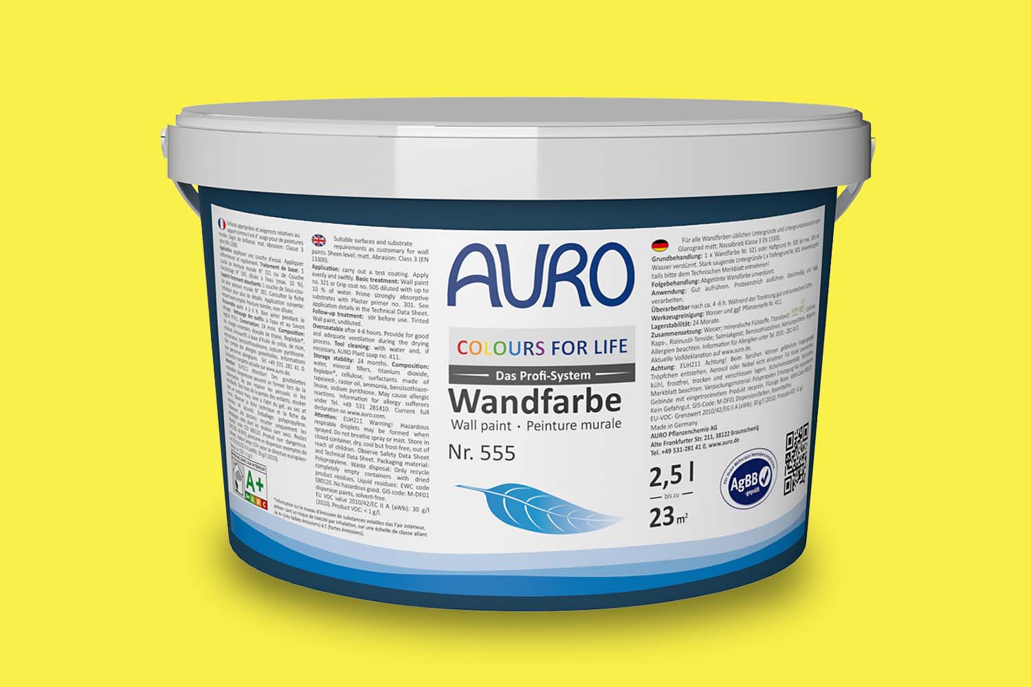 Auro Colours for Life Wand- und Deckenfarbe Nr. 555 - Brilliant Yellow 05
