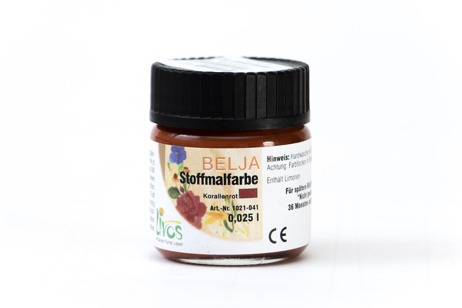 Livos BELJA Stoffmalfarbe Nr. 1021 Korallenrot