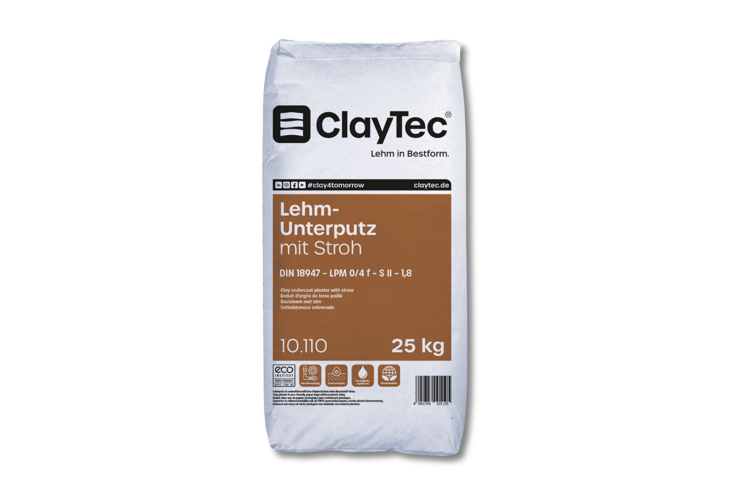 Claytec Lehm-Unterputz mit Stroh trocken