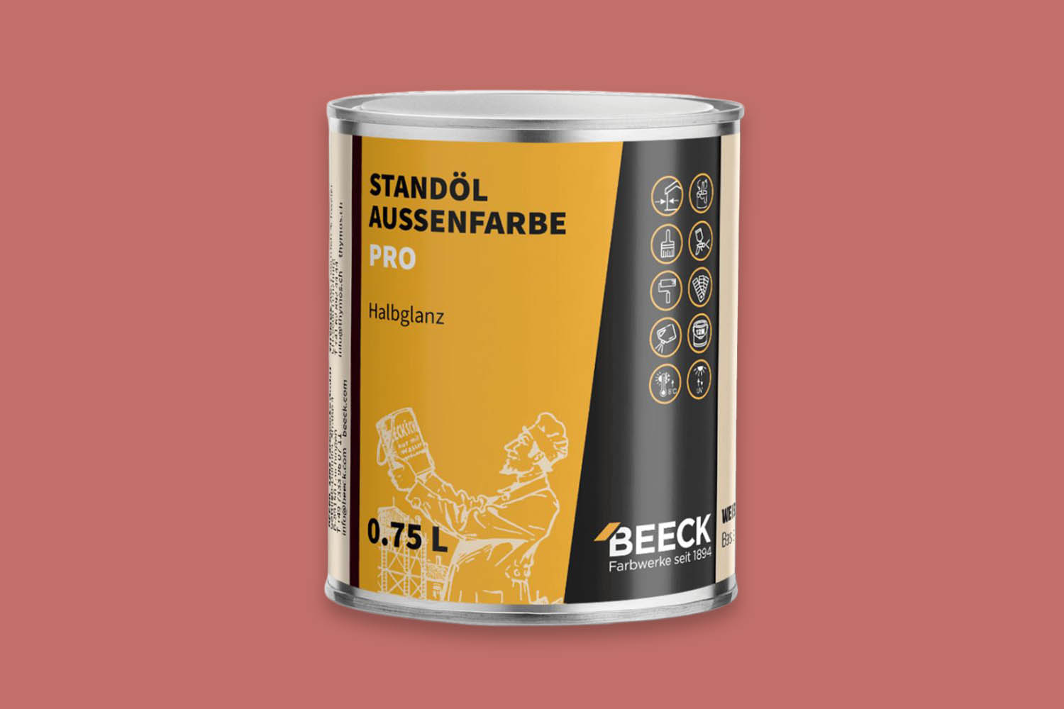 BEECK Standölaußenfarbe Pro seidenglanz Oxidrot 1:4