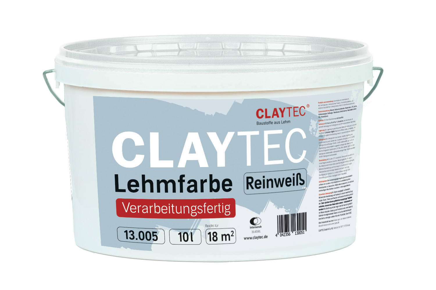 Claytec Lehmfarbe Reinweiß