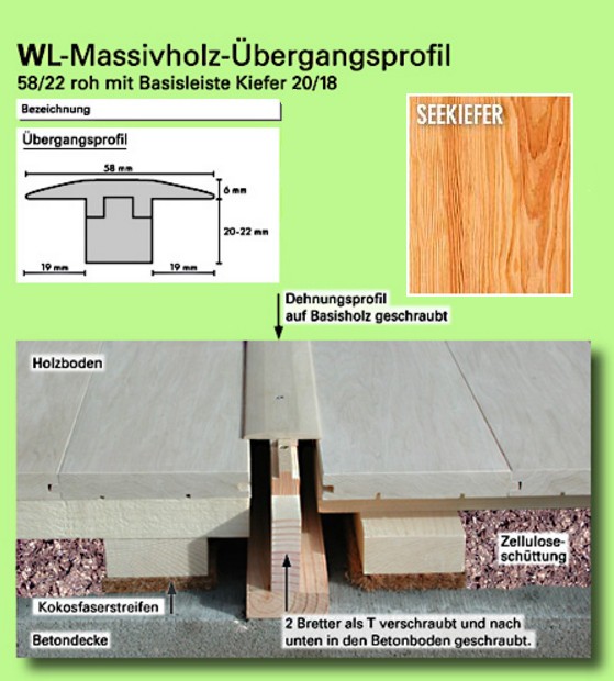 Woodline Abschlussprofil roh Seekiefer 38/22