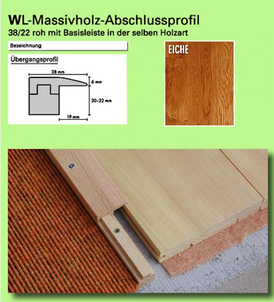 Woodline Abschlussprofil roh Eiche 38/22